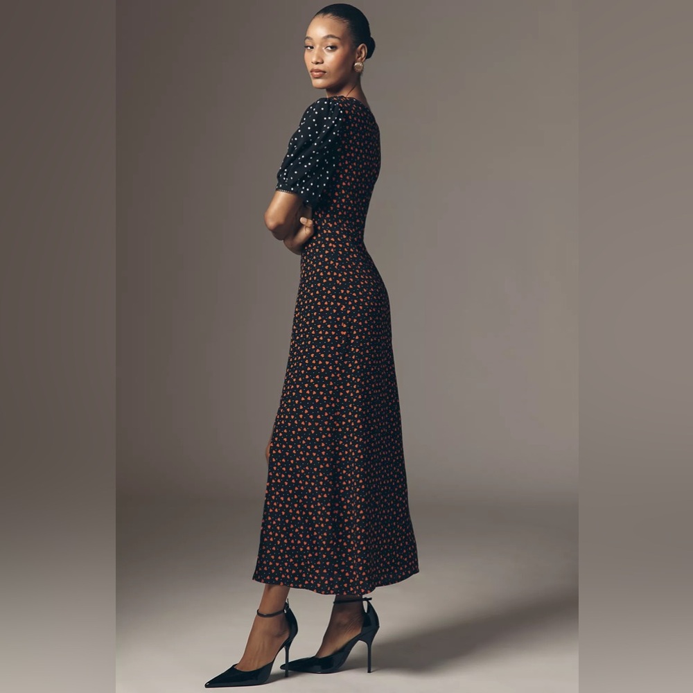 Maeve V-Neck Playful but Poise ♥️Heart Print A-Line Maxi Dress NWT Anthropologie - Picture 10 of 11